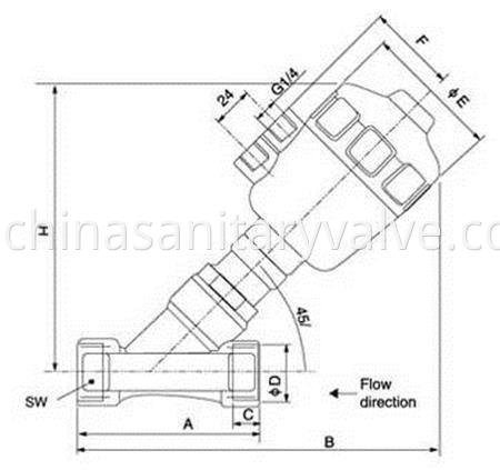 sanitary threaded angle seat valves